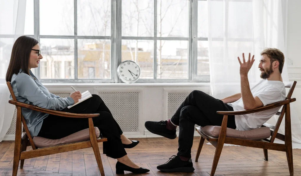 Therapy session with male patient