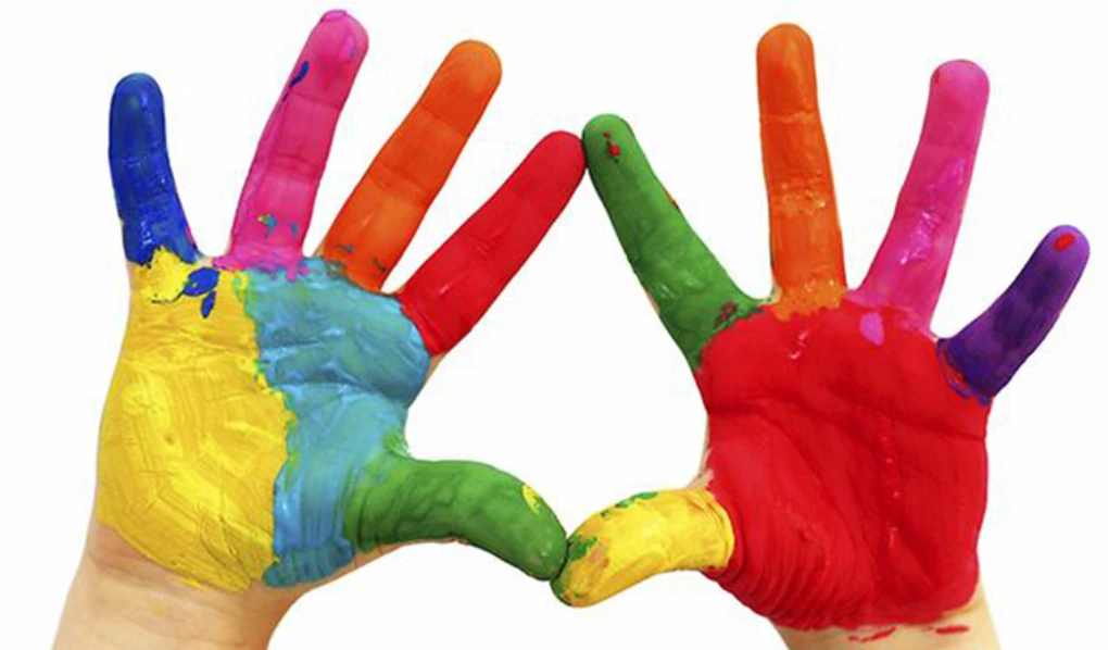 Hands with paint on them