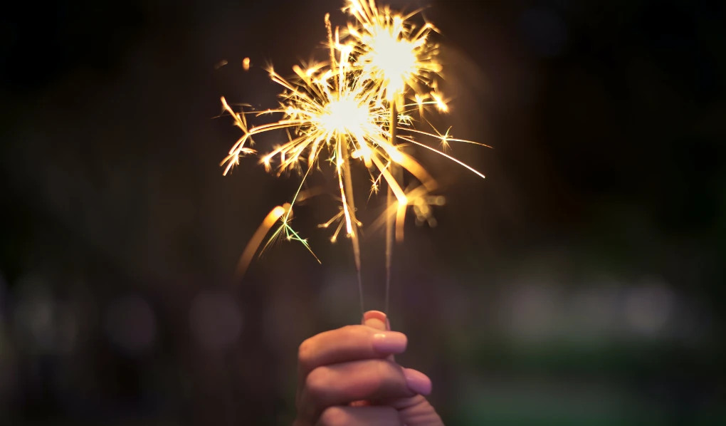 Female hand holding sparklers for New Years