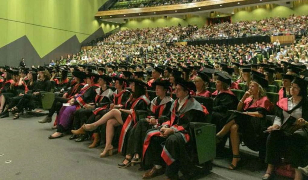 Students and families at graduation
