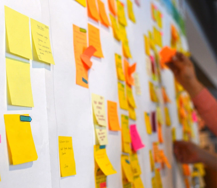 Post-it notes on whiteboard