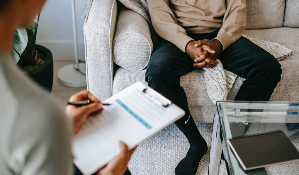 Man receiving a psychology session
