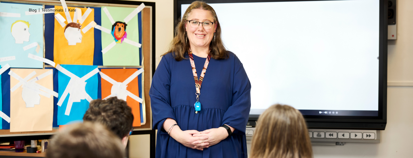 Swinburne Online graduate, Kate in her classroom