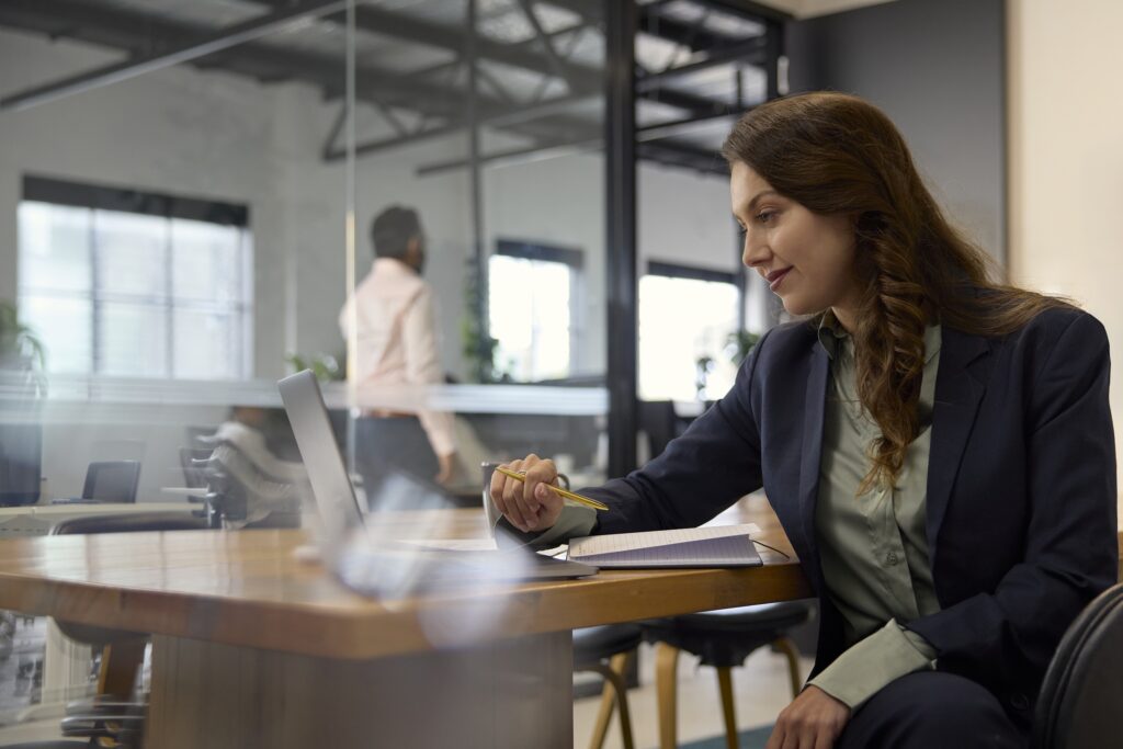 Young professional woman in an office setting.